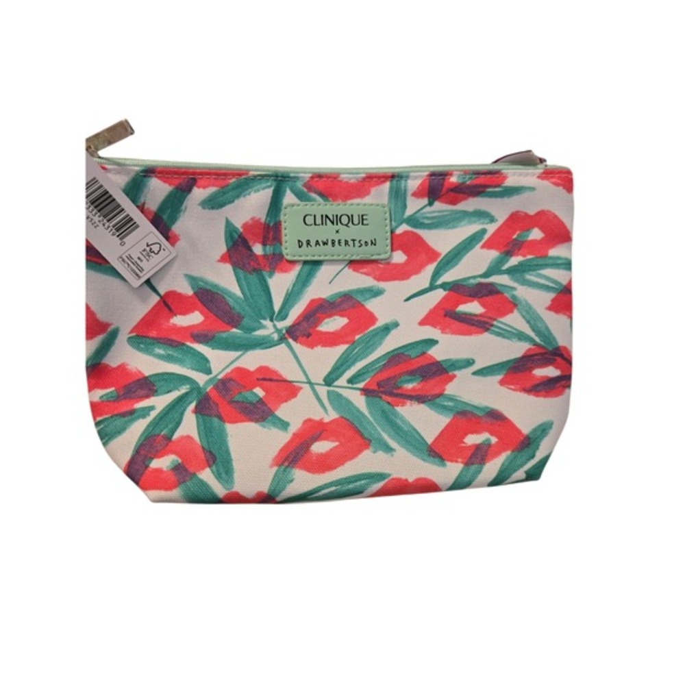 Clinique Drawbertson Cosmetic Bag Pouch Floralโ Lips Print Makeup Pouch